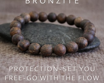 Bronzite Bracelet | PROTECTION | Set yourself FREE | GO with Flow | Matte Gemstone Stretchy Bracelet | Natural Organic Stone Boho Jewellery