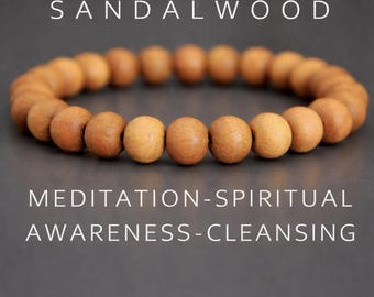 Sandalwood Bracelet | Fragrant Sandalwood Stretchy Bracelet | Real Sandalwood | Bohemian Jewelry | Wood Bead Bracelet 8mm | Natural Jewelry