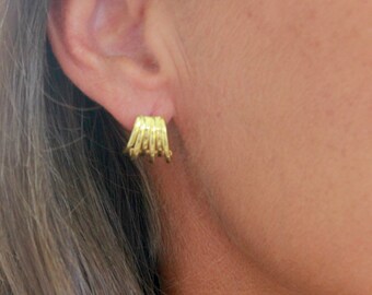 Gold Wire Studs | 18k Gold | Leaf Earrings | 13x12mm | Elegant Earrings | Minimalist Studs | Statement Earrings | Original Quality Studs