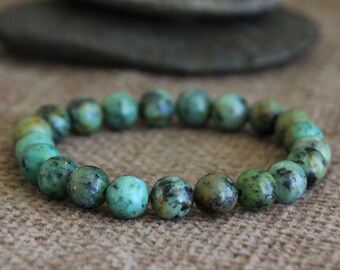 African Turquoise Bracelet | EVOLUTION/NEW PERCEPTIONS  Natural Organic Jewelry | Ethnic Boho Gemstone Bracelet | Crystal Healing | Unisex