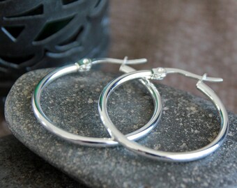 45mm Shiny Silver Hoop Earrings | Hypoallergenic 304 Stainless Steel Earrings | Original Boho Hoops