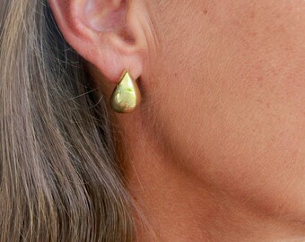 Liquid Gold Drop Earrings | 18k Gold | Studs | 18x10mm | Teardop Stud Earrings
