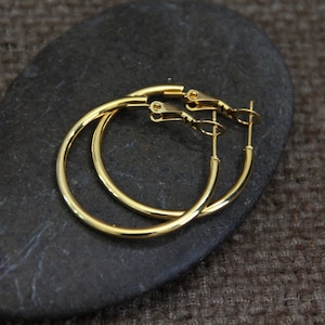 30mm Goldene Creolen-Ohrringe-Hypoallergene Edelstahl Ohrringe-Leverback Creolen-Boho Chic Ethnic Tribal Ohrringe-Moderne Klassische Creolen