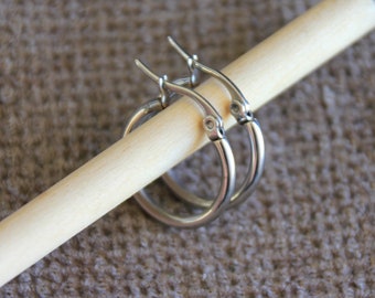 15mm Small Silver Hoop Earrings | Hypoallergenic Stainless Steel Earrings | Tiny Hoops | Minimalist Hoops