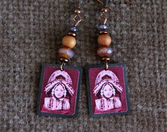 ONLY ONE | Ethnic Earrings with Sandalwood | Handmade Oxidized Copper Charm | Handcrafted Original Artisan Earrings | Boho Ethnic Jewelry