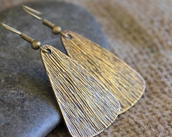 Bronze Earrings | Antique Bronze | Hammered Bronze Dangle Earrings | Metal Earrings | Bohemian Ethnic Jewellery | Large Dangle Earrings