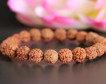 Rudraksha Seeds Bracelet-Sacred Rudraksha Bracelet-Stretchy Beaded Stacking Bracelet-Chakra Reiki Yoga Hindu Bohemian Ethnic Bracelet