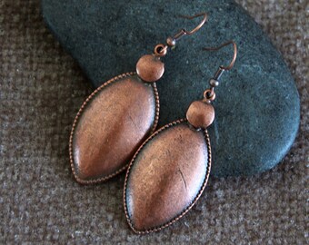 Copper Earrings | Antique Copper | Long Copper Metal Dangle Earrings | Original Yoga Bohemian Ethnic Jewellery | Large Statement Earrings