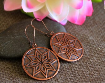 LAST PAIR | Copper Star Earrings | Handcrafted Metal Earrings | Southwestern Jewellery | Original Boho Ethnic | Large Statement Earrings