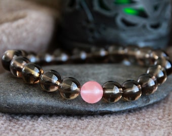 Smoky Quartz Bracelet | CENTERING/GOAL REACHING/Protection Bracelet | Strawberry Quartz | Natural Gemstone Bracelet | 8mm beads