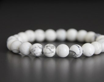Howlite Bracelet | SERENITY/CALMING/INSOMNIA/Anxiety | Wrist Mala | Natural Gemstone | Boho Minimalist Bracelet | Healing Bracelet | 8mm