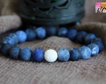 Sodalite Lava Stone Essential Oil Diffuser Bracelet | Aromatherapy Bracelet | Perfume Scent Diffuser Bracelet | Lava Rock Jewellery