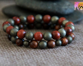 Pyrite Bracelets Set | PROTECTION ABUNDANCE VITALITY Luck | Chakra Bracelet | Natural Gemstone Healing Bracelet | Boho Crystal Bracelet
