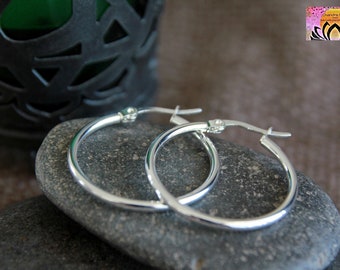 30mm Shiny Silver Hoop Earrings | Hypoallergenic Stainless Steel Silver Plated Earrings | Bohemian Hoops