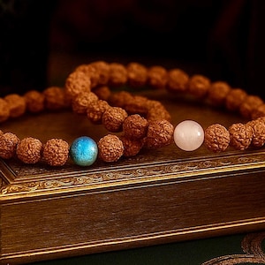 CUSTOMISE Your Rudraksha Bracelet | Pick a Gemstone | Gemstone Seeds Stretchy Bracelet | Stacking Bracelet | Boho Hindu Yoga Organic Jewelry