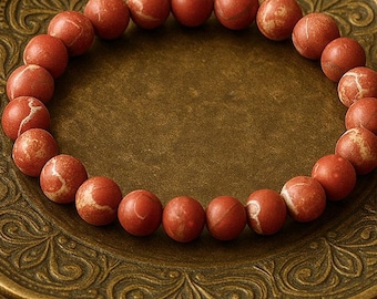 Red Jasper Bracelet | FAIRNESS | BALANCE | SURVIVAL Instinct | Organic Jewelry | Chakra Healing Bracelet | Gemstone Bracelet | Matte Jasper