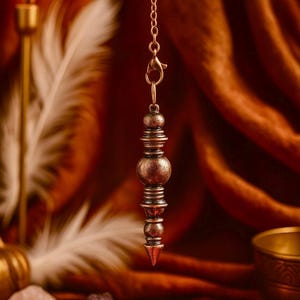 Pointed Dowsing Pendulum | Bullet Pendulum | 61x12mm Chain 23cm | Quality Heavy Brass Pendulum | Metal Divining Pendulum | Removable Pendant
