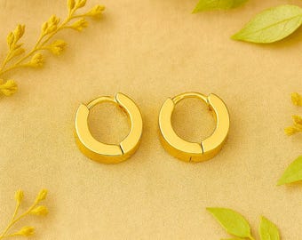Stainless Steel Huggie Hoop Earrings | 13mm | Hypoallergenic Earrings | Tiny Golden Hoops | | Unisex | Sensitive Ears | Teen Ear Stack