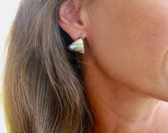 Statement Triangle Studs | 18mm | 18k Gold Earrings | Or Silver | Minimalist Studs | Thick Chunky Gold Studs | Twist Triangle Earrings