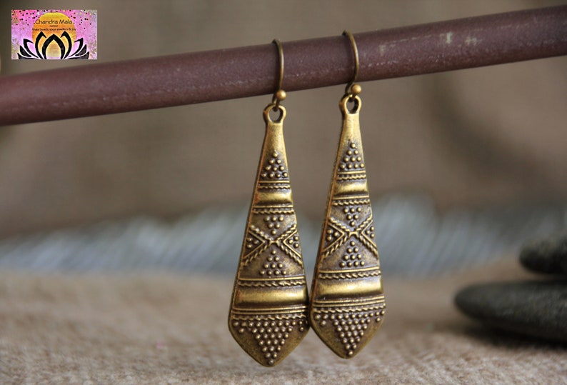 Ethnic Long Bronze EarringsAntique Bronze EarringsMetal Etsy