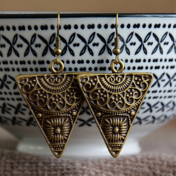 Antique Bronze Earrings Etsy