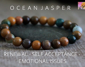 Ocean Jasper Bracelet | RENEWAL/Self ACCEPTANCE/EMOTIONAL Issues | Chakra Bracelet | Crystal Healing Bracelet | Boho Gemstone Jewelry