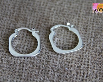Square Silver Hoop Earrings | 20mm | Brass Earrings | Original Boho Elegant Hoops