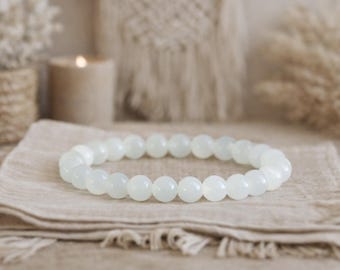 White Moonstone Bracelet | NEW BEGINNING | INTUITION | Emotional Balance | Gemstone Stretchy Bracelet
