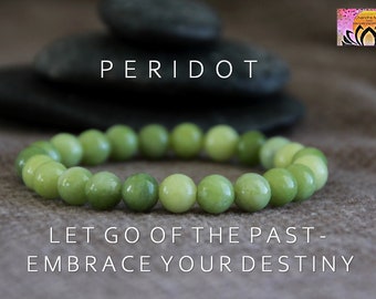 Peridot Bracelet-LET GO of the PAST/Jealousy/Embrace Destiny-Protective Bracelet-Healing Bracelet-Yoga Boho Jewellery-Crystal Healing