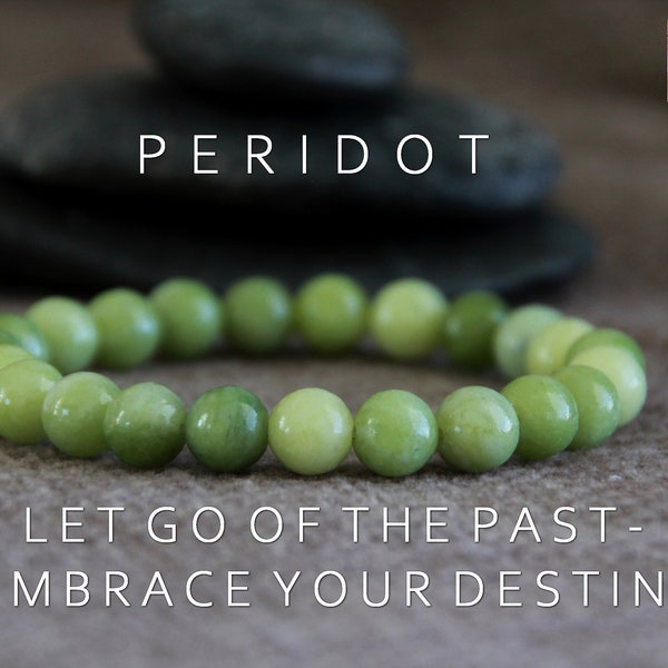 Peridot Bracelet-LET GO of the PAST/Jealousy/Embrace Destiny-Protective Bracelet-Healing Bracelet-Yoga Boho Jewellery-Crystal Healing