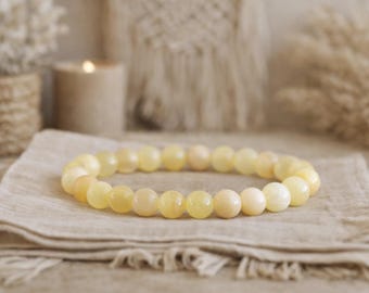Yellow Opal Bracelet | SERENITY HOPE PROPHECY | Stretchy Gemstone Bracelet | Australian Opal | Quality Organic Natural Jewelry | 8mm