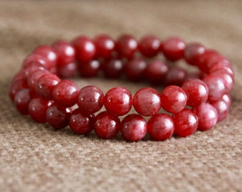 Ruby Bracelet | 8mm | Grade AAA | PASSION/Bliss/SPIRITUAL Maturity | Gemstone Stretchy Bracelet | Crystal Healing | Natural Boho Jewellery