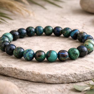Azurite Bracelet | ENLIGHTENMENT | Mind EXPANSION | STRESS | Healing | Stretchy Natural Gemstone Bracelet | Crystal Jewelry | 8 mm 10mm