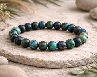 Azurite Bracelet | ENLIGHTENMENT | Mind EXPANSION | STRESS | Healing | Stretchy Natural Gemstone Bracelet | Crystal Jewelry | 8 mm 10mm