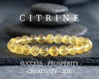 Citrine Bracelet | SUCCESS | PROSPERITY | CREATIVITY Joy | Solar Plexus Chakra | Stretchy Gemstone Bracelet | Boho Jewelry | Crystal Healing