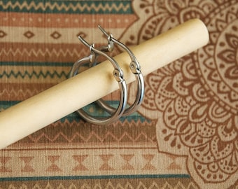 15mm Small Silver Hoop Earrings | Hypoallergenic Stainless Steel Earrings | Tiny Hoops | Minimalist Hoops