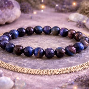 Galaxy Tiger Bracelet | STRESS PHOBIA ANXIETY | Frustration Relief | Cooling Calming | Gemstone Stretchy Bracelet | Crystal Healing | 8mm