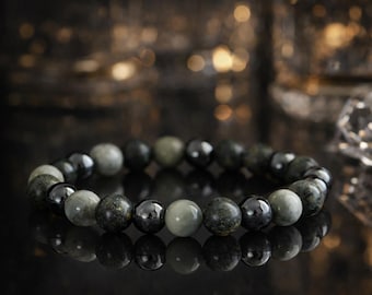 Serpentine Eagle Eye Stone Hematite Bracelet | QUIET Mind/MENTAL Stability/PURPOSE | Gemstone Stretchy Bracelet | Crystal Healing Bracelet