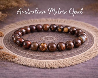 Australian Matrix Opal Bracelet | SERENITY/HOPE/PROPHECY | Stretchy Gemstone Bracelet | Australian Opal | Organic Natural Jewelry | 8mm
