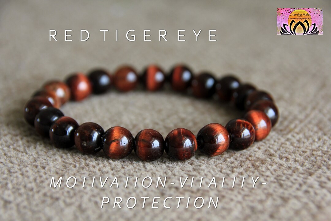 Red Tiger Eye Bracelet MOTIVATION/VITALITY/PROTECTION Gemstone Stretchy  Bracelet Crystal Healing Unisex Mala Bracelet 6mm 8mm 10mm