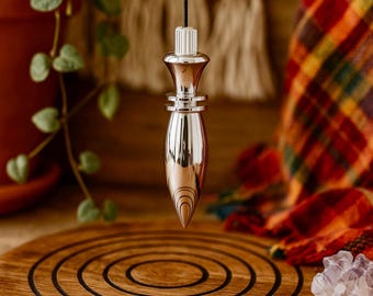 Bullet Pendulum | Dowsing Pendulum Pendant | 64x13mm | Long Cord 30cm | Quality Heavy Brass Pendulum | Metal Divining Pendulum | Openable