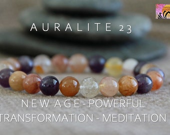 Auralite 23 Bracelet-NEW AGE/POWERFUL Transformation/Meditation-Aligning Chakras-Crystal Healing-Gemstone Bracelet-Cacoxenite Amethyst