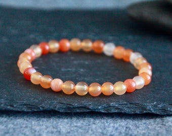 Orange Carnelian Bracelet | COURAGE GROUNDING FEAR Jealousy Sadness Apathy | Root Sacral Chakras | Stacking Gemstone Bracelet | 6mm beads