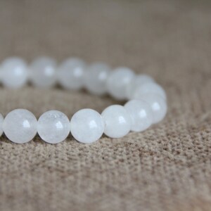White Jade Bracelet | PEACE/CLARITY of Mind/LUCK | Heart and Crown Chakra | Healing Gemstone Bracelet | Organic Bracelet | Natural Jewellery image 5