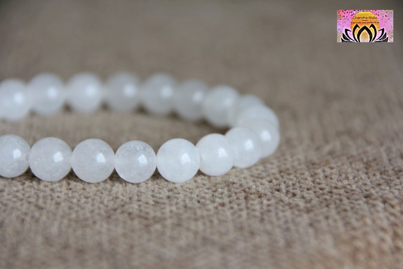 White Jade Bracelet | PEACE/CLARITY of Mind/LUCK | Heart and Crown Chakra | Healing Gemstone Bracelet | Organic Bracelet | Natural Jewellery image 5