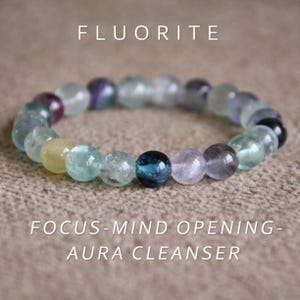 Fluorite Bracelet | FOCUS | Mind OPENING | AURA Cleansing | Heart Third Eye Chakras | Stretchy Gemstone Bracelet | Healing Crystal Bracelet
