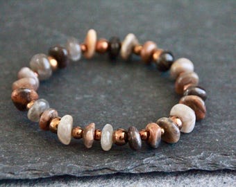 Black Moonstone Bracelet | High VIBRATIONS | Emotional BALANCE | FEMININE | Natural Gemstone Stretchy Bracelet | Exquisite Bohemian Jewelry