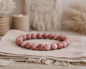 Rhodochrosite Bracelet | COMPASSION POSITIVITY Soul Mate Attracting CREATIVITY | Gemstone Stretchy Stacking Bracelet | Boho Crystal Bracelet
