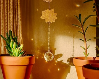 Lotus Flower Sun Catcher | Crystal Pendant Decoration | Handmade Laser Cut Light Catcher | Home Decoration | Gift | 42cm long