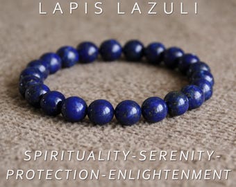 Lapis Lazuli Bracelet | SPIRITUALITY/SERENITY/PROTECTION/Enlightenment | Lapis Stretchy Bracelet | Crystal Healing | Amulet | Boho Bracelet
